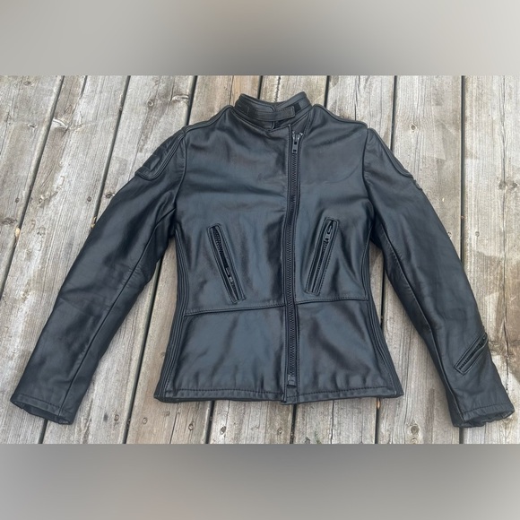 Vintage 90's Women's Black Leather Motorcycle Jacket Size Small - Picture 1 of 13